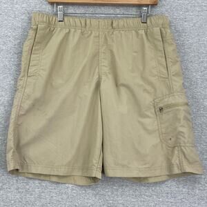 Columbia Shorts Mens Medium Khaki 9"L Omni Shade Belted Nylon Mesh Activewear